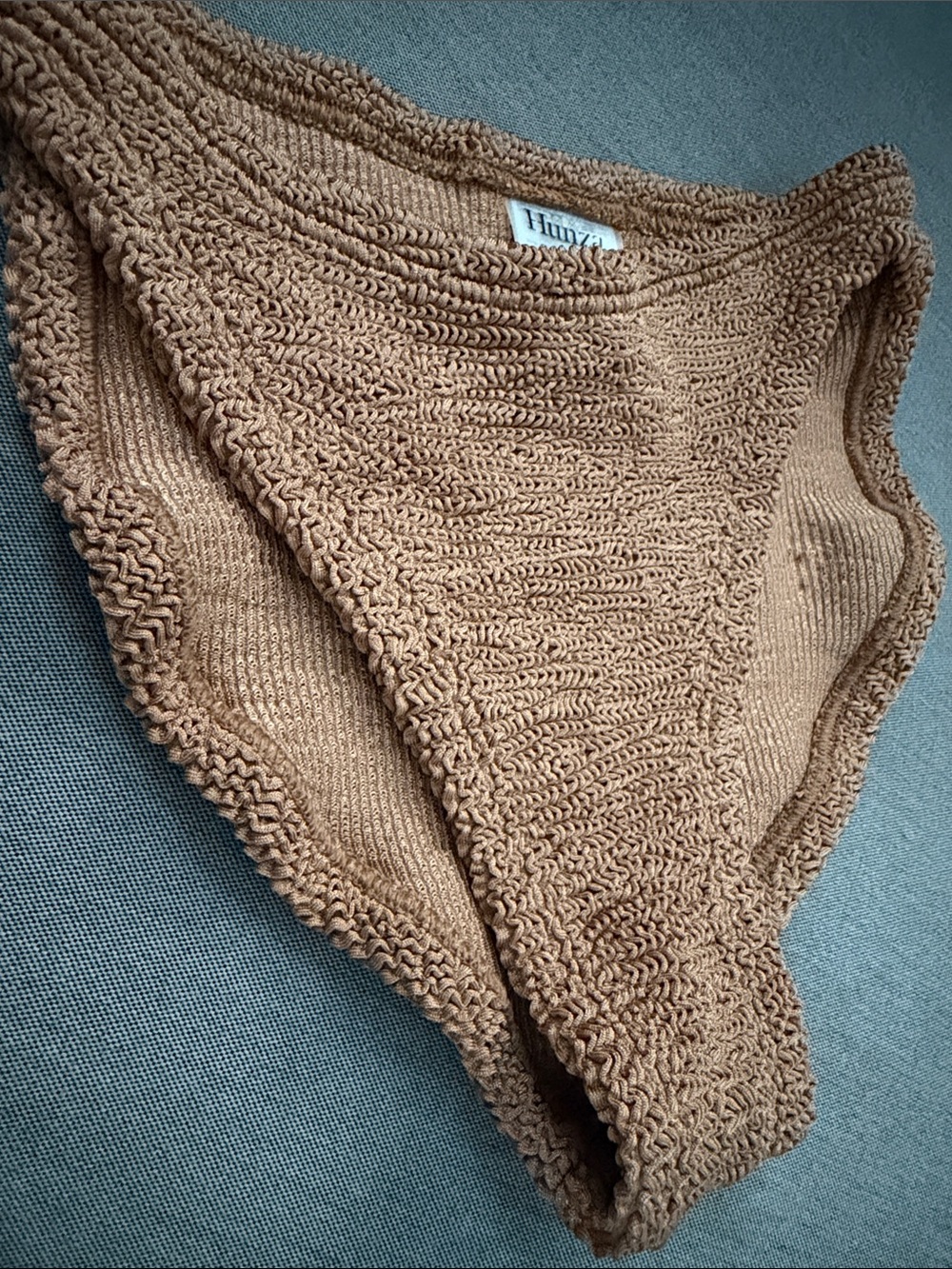 New Hunza G bikini bottoms in metallic cocoa